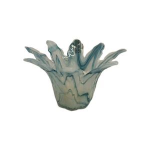 Murano Art Glass Candle decor Eight Points Abstract Blue Tint Scaloped Marked